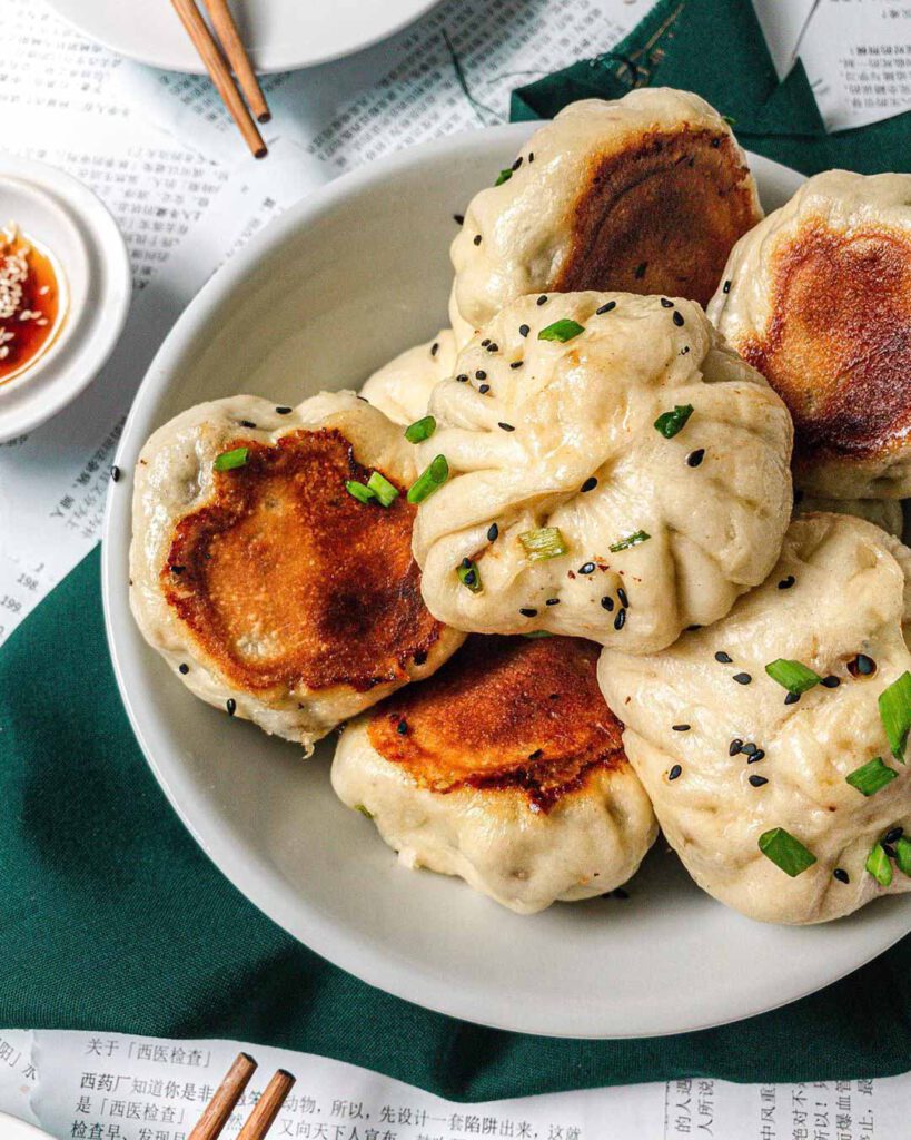 Vegan Pan Fried Mushroom & Chive Buns