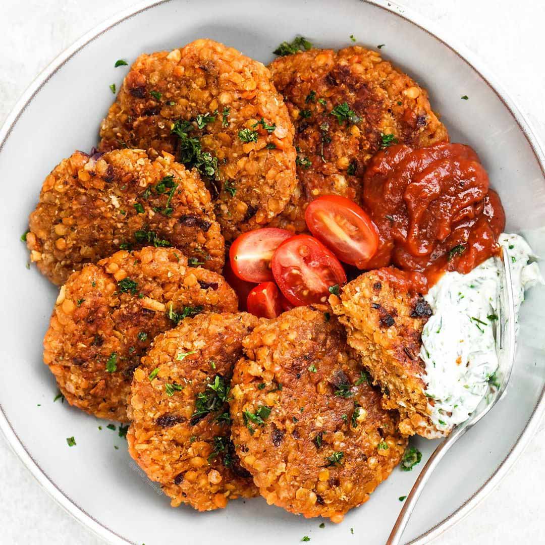 Easy Vegan Lentil Patties recipes served on a plate.