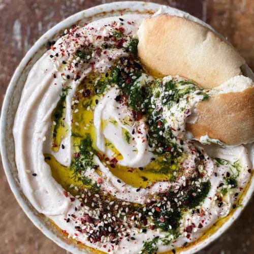 White Bean Dip with Dill Oil & Middle Eastern Style Everything Bagel Seasoning