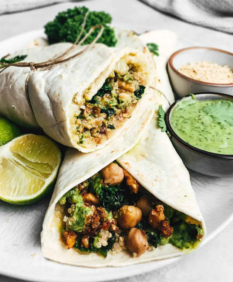 Loaded Vegan Quinoa Wraps recipe served on a plate.