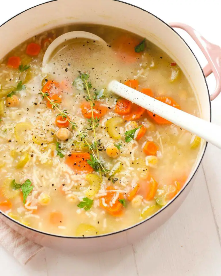 Chickpea & Rice Soup recipe served in a large pot.