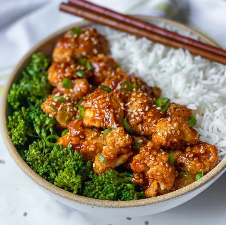 Better Than Takeout Sesame Cauliflower recipe served in a bowl.