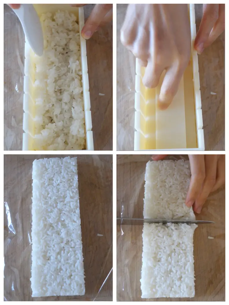 Visual steps explaining prepare the rice.